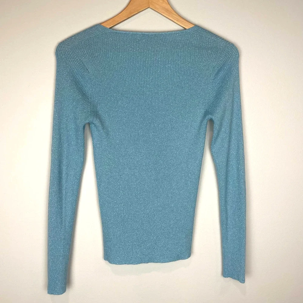 ETRO Scoop Neck Shimmer Lightweight Long Sleeve Sweater - Picture 2 of 6